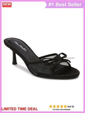 Kitten Heel Bow Mule Sandals Round Toe Slip On Backless Heels